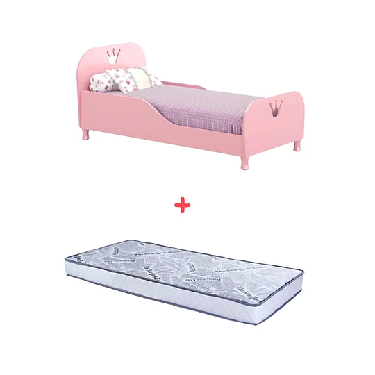 Mini Cama Transición Princesa Rosada+ Colchon Cama Baby Box 150x70