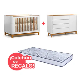 Set Habitación Flow: Cuna 3 Funciones + Cómoda + ¡Colchón de Regalo!