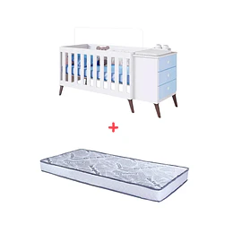 Retiro Express - Cuna Con Cajonera Encanto Celeste+Colchon Cuna Baby Box 130x60