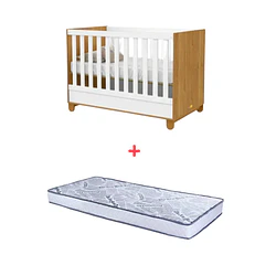 Cuna Zupi Blanca Caramelo + Colchon Cama Baby Box 130x70