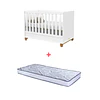 Cuna Madera New Zupi Blanca + Colchon Cuna Baby Box 130x70