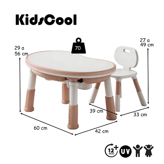 Retiro Express - Mesa Escritorio Infantil Kidscool Rosado con Silla y Altura Regulable
