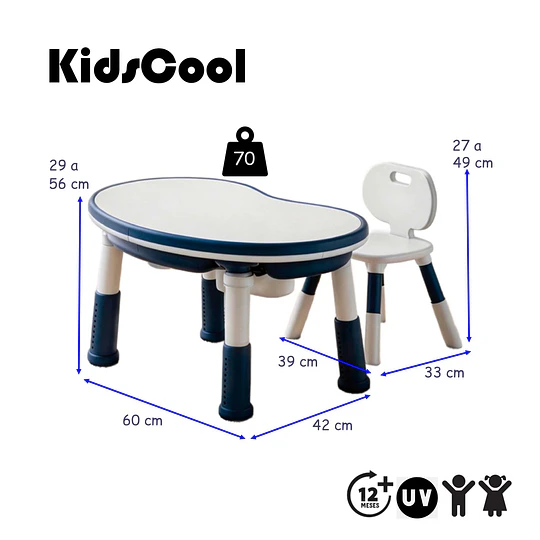 Retiro Express - Mesa Escritorio Infantil Kidscool Azul con Silla y Altura Regulable