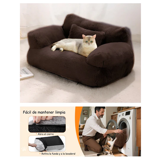 Retiro Express - Cama Sofá Antiestrés Perro Gato M Cafe Lavable PetsCool