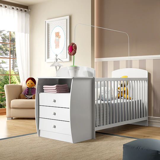 Cuna con Cómoda Mudador Bambini Blanco