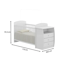 Cuna con Cómoda Mudador Bambini Blanco
