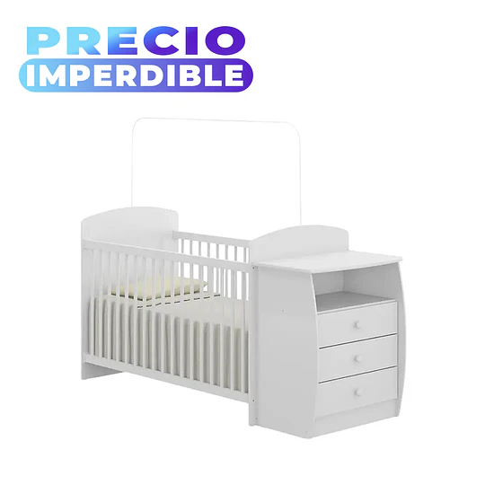 Cuna con Cómoda Mudador Bambini Blanco