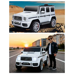  Auto a Batería Jeep G63 Con Licencia Mercedes 12V Blanco