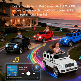 Auto a Batería Jeep G63 Con Licencia Mercedes 12V Blanco