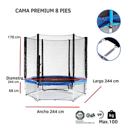  Cama Elástica 8 pies Premium