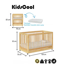 Cuna Bebé Multifuncional Antirreflujo Colecho 3 en 1 Lion Natural 
