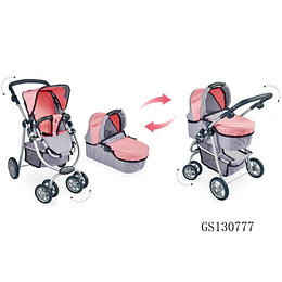 Coche de Muñeca 3 en 1 Kidscool Rosado con Manillar Ajustable