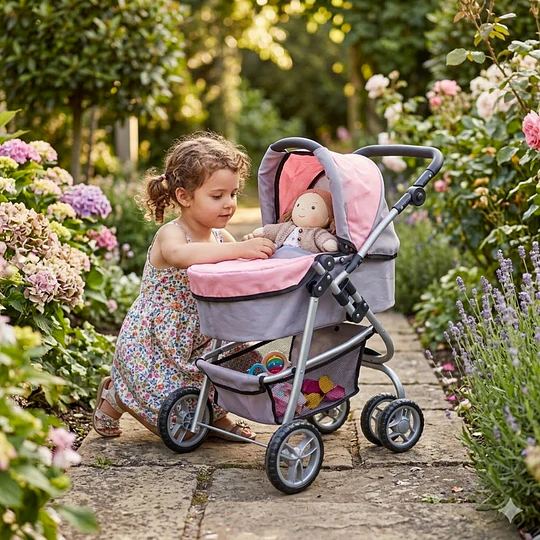 Coche de Muñeca 3 en 1 Kidscool Rosado con Manillar Ajustable