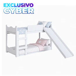 Camarote Infantil de Transición Montessori Kidscool MDP Blanco con Resbalín