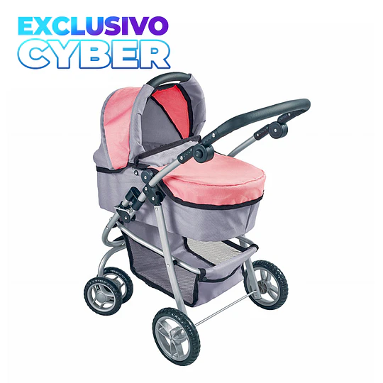 Coche de Muñeca 3 en 1 Kidscool Rosado con Manillar Ajustable