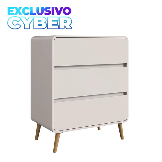 Comoda Mudador Infantil Retro 3 Cajones Kidscool MDP Beige 