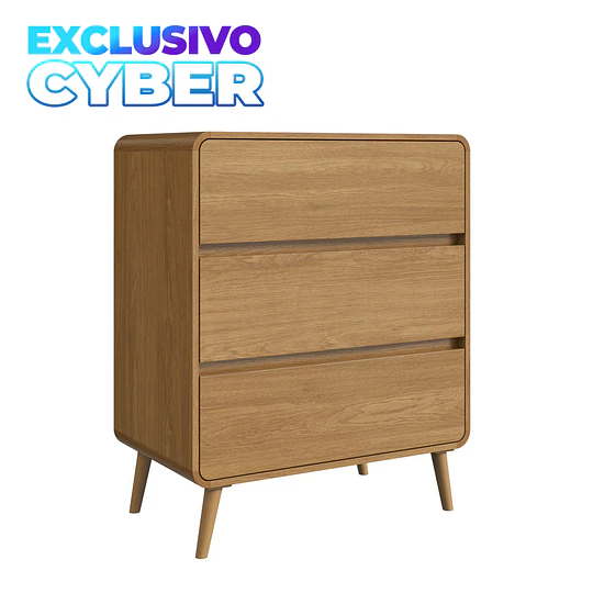 Cómoda Mudador Infantil Retro 3 Cajones Kidscool MDP Roble 
