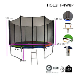 Cama Elastica Rainbow 12 Pies