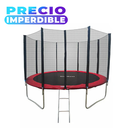 Cama Elastica Roja 12 Pies con Escalera