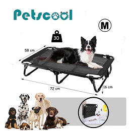 Cama Elevada para Perro PetsCool Talla M Plegable 30 KG Negra 