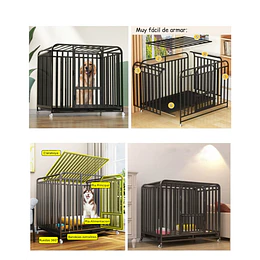 Jaula Corral para Perro y Gato Grande Petscool, Doble puerta, Bandeja y Ruedas