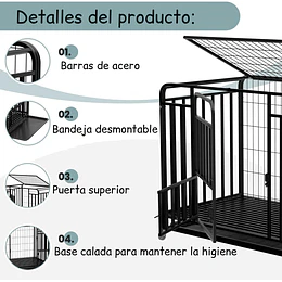 Jaula Corral para Perro y Gato Grande Petscool, Doble puerta, Bandeja y Ruedas