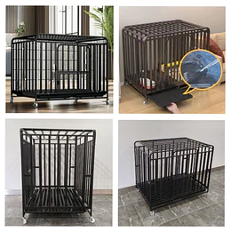 Jaula Corral para Perro y Gato XL Petscool, Doble puerta, Bandeja y Ruedas