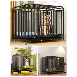 Jaula Corral para Perro y Gato XL Petscool, Doble puerta, Bandeja y Ruedas