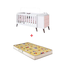Cuna Con Cajonera Encanto Rosada+Colchon Cuna Baby Box 130x60