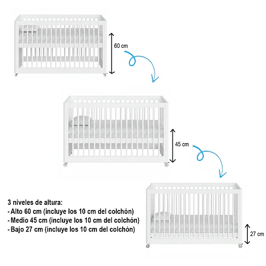 Cuna Bebé Multifuncional Antirreflujo Colecho 3 en 1 Lion Blanca