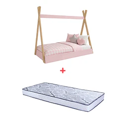 Cama Infantil Montessori Rosado + Colchon 150 x 70 x 10 cms