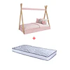 Cama Infantil Montessori Rosado + Colchon 150 x 70 x 10 cms