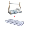 Cama Infantil Montessori Azul + Colchón 150 x 70 x10 cms