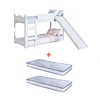 Camarote Infantil de Transición Montessori Kidscool MDP Blanco con Resbalín + 2 Colchones 150 x 70 x 10 cms