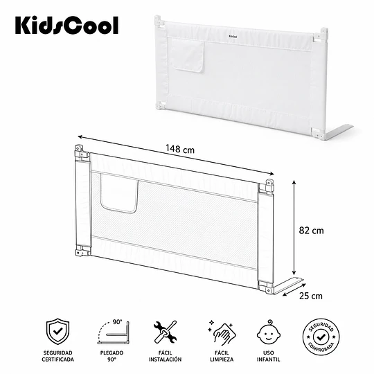 Retiro Express -Baranda de Seguridad para Cama Kidscool Ultra Safety Extra Alta 148x62X25cms