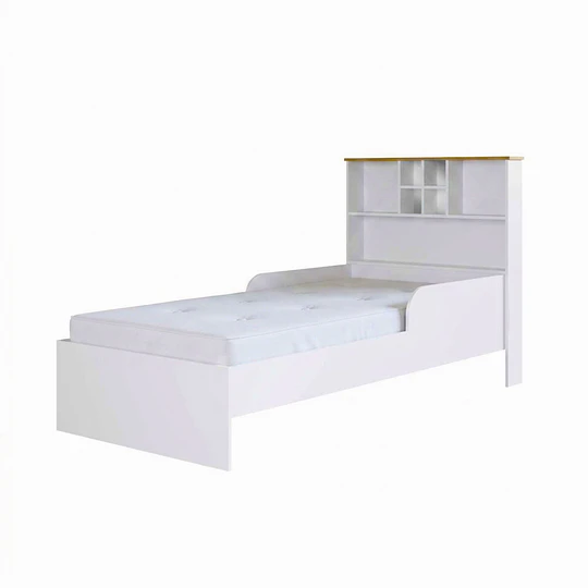 Cama De Transición Infantil 1 Plaza Kidscool Con Estante Blanca