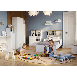 Cama De Transición Infantil 1 Plaza Kidscool Con Estante Blanca
