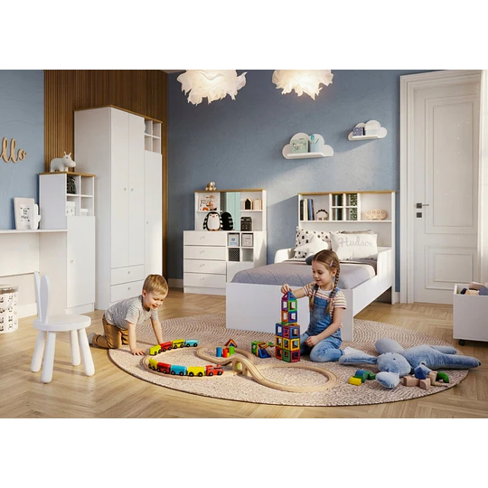 Cama De Transición Infantil 1 Plaza Kidscool Con Estante Blanca