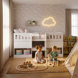 Cama Infantil Multifunción Alta 1 plaza Kidscool Blanca