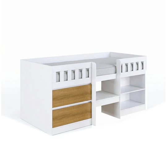 Cama Infantil Multifunción Alta 1 plaza Kidscool Blanca Miel