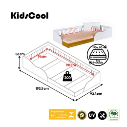 Cama Infantil 1 Plaza Montessori Memphis Kidscool Blanca 
