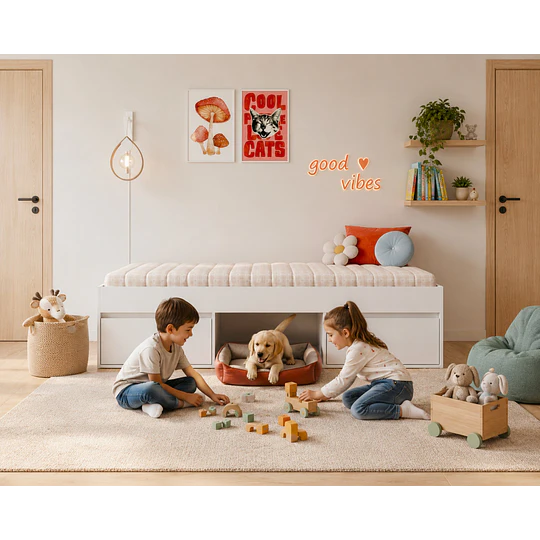 Cama Infantil Multifunción 1 Plaza Pets Kidscool Blanca 