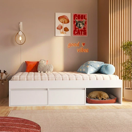 Cama Infantil Multifunción 1 Plaza Pets Kidscool Blanca 