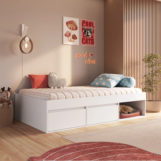 Cama Infantil Multifunción 1 Plaza Pets Kidscool Blanca 