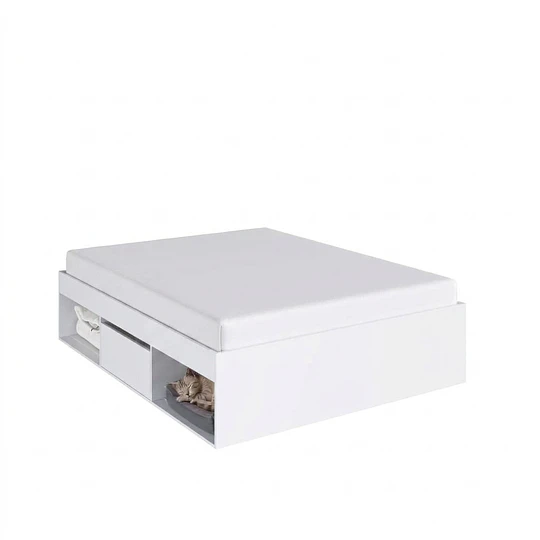 Cama Multifuncional 2 Plazas Be Design Pets Blanca con Cajones y Nicho para Mascota