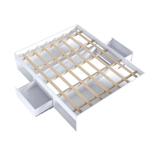 Cama Multifuncional 2 Plazas Be Design Pets Blanca con Cajones y Nicho para Mascota