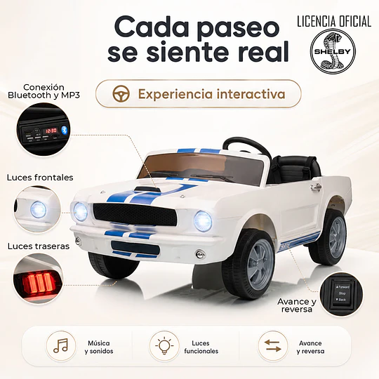 Auto a Bateria Shelby Gt350 Blanco 12v 2Motores