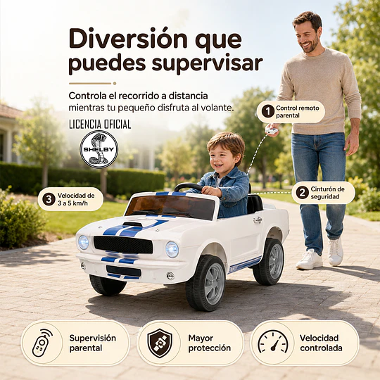 Auto a Bateria Shelby Gt350 Blanco 12v 2Motores
