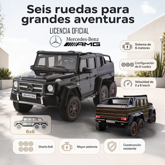 Mercedes G63 6X6 6 Motores con Licencia 12V Negro