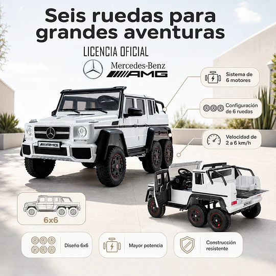 Auto Bateria G63 Licencia  Mercedes 6x6 Blanco 12v